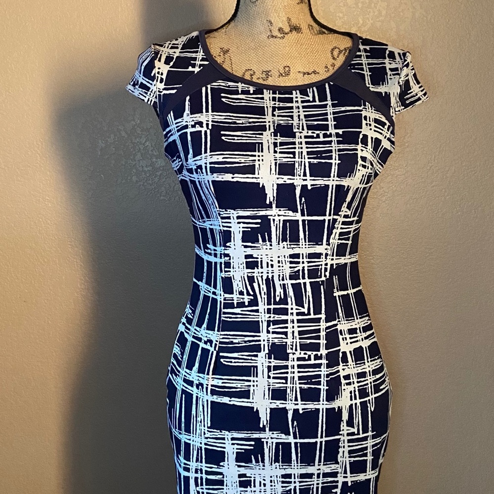 Blue and white dress